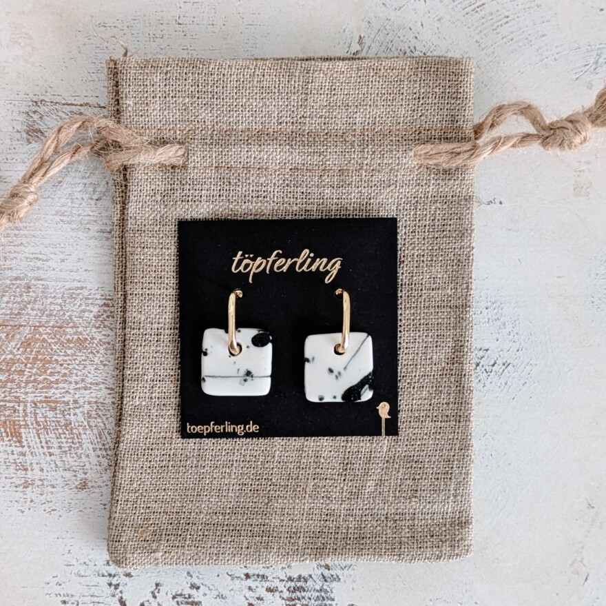 Porzellan-Ohrringe quadratisch ⋆ 39€