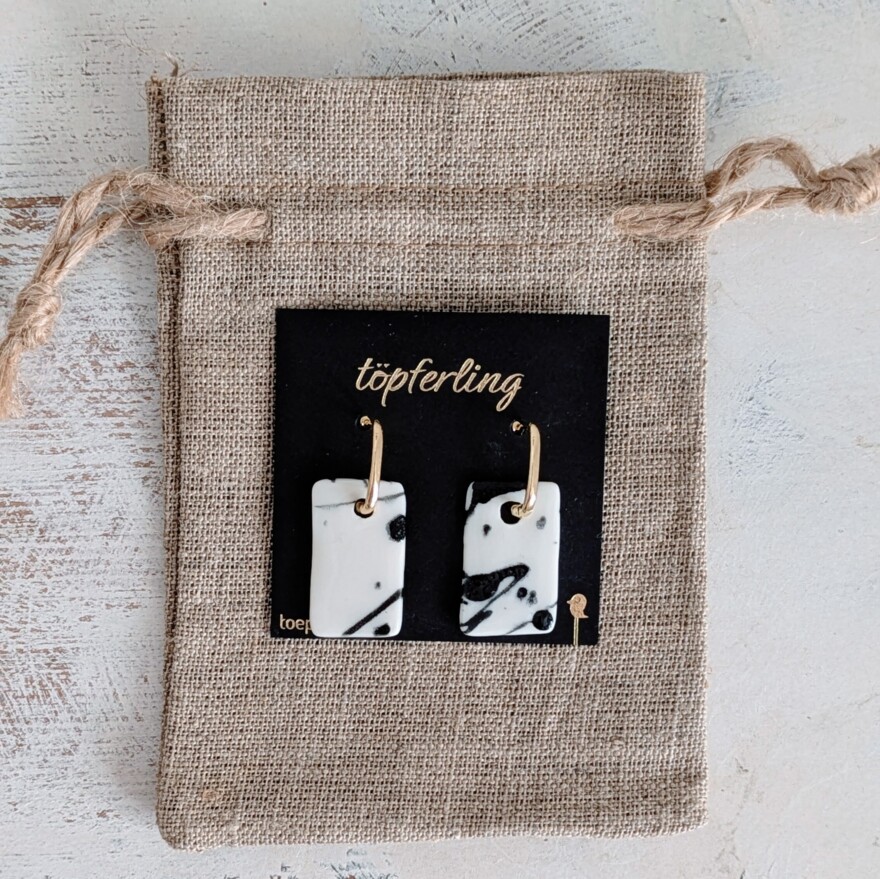 Porzellan-Ohrringe rechteckig ⋆ 39€